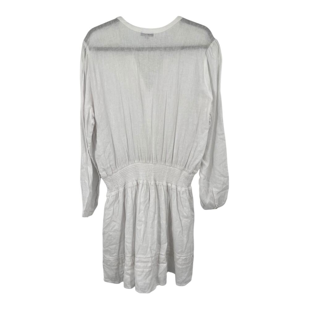 Rails Dress Jasmine smocked waist long sleeve linen mix white size X-Large XL - Picture 5 of 9